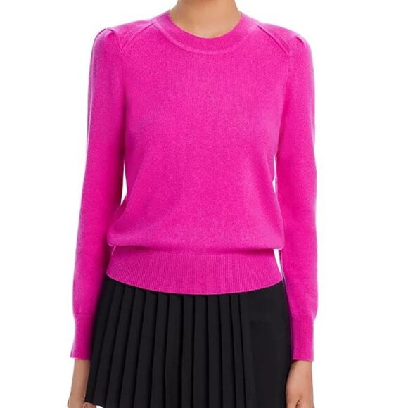 Aqua Cashmere Pink Puff Sleeve Crewneck Sweater Size M NWT - Picture 3 of 8